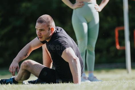Exhausted Athlete Resting after Outdoor Workout in Park Stock Image ...