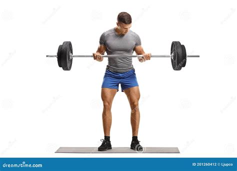 Full Length Portrait of a Fit Young Man Lifting Heavy Weights Stock ...