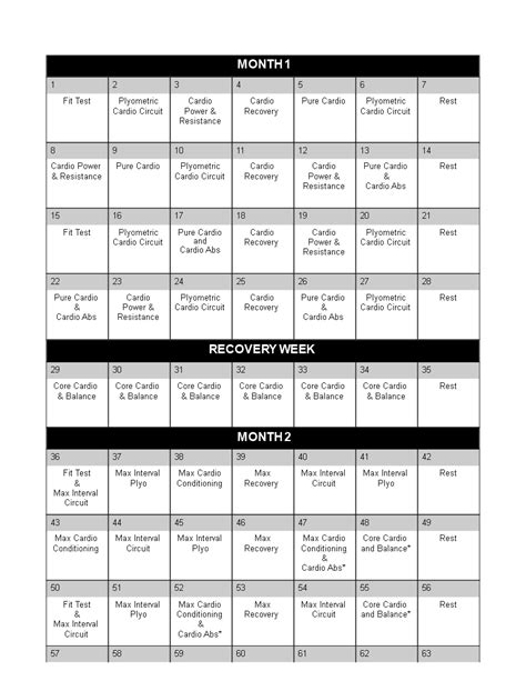 Printable Workout Calendar Example