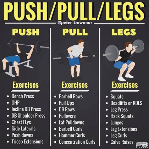 Push/Pull/Legs Split: 3-6 Day Weight Training Workout Schedule and Plan ...