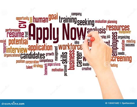 Apply Now Word Cloud Shows Work Job Applications Royalty-Free Stock ...