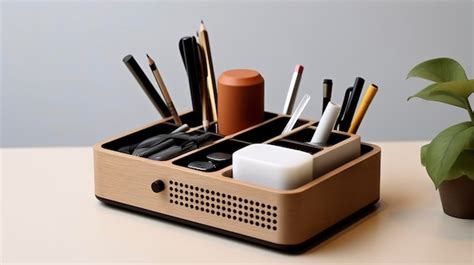 Premium AI Image | A Photo of a Minimalist Office Desk Organizer with ...