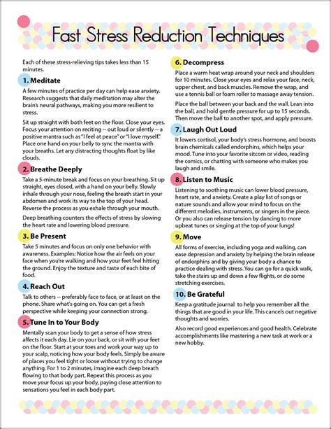 Printable Stress Reduction Tracker With 10 Relaxation Techniques - Etsy