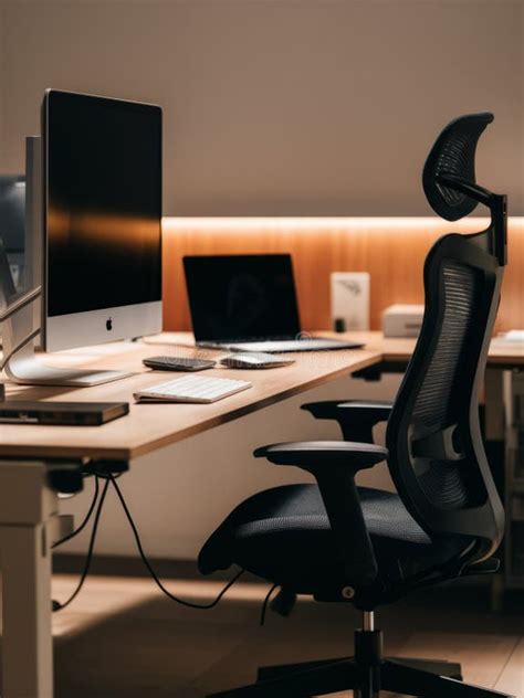 Modern Ergonomic Office Setup with High-End Equipment Stock ...