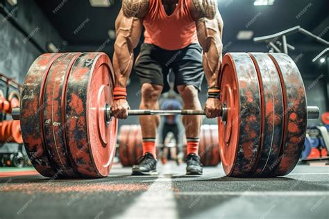 Premium Photo | Closeup of a weightlifter lifting heavy weights in a gym