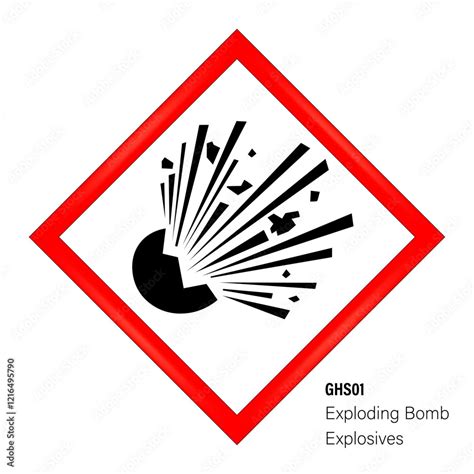 Explosive Materials Sign. Globally harmonized system hazard pictograms ...