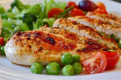 Premium Photo | Balanced Plate with Proteins Carbs and Veggies