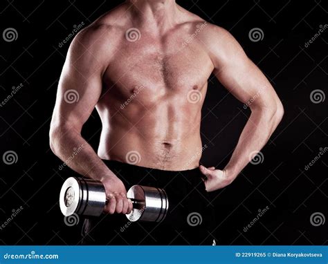 Muscular Powerful Man Lifting Metal Weights Royalty Free Stock Photo - Image: 22919265