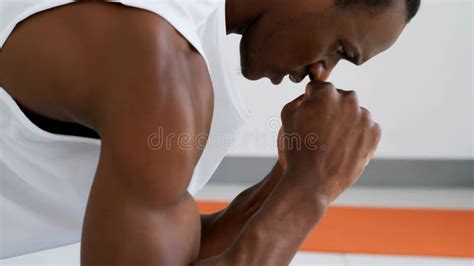 Strength Training Shot of Focused Athlete Preparing for Workout Stock ...