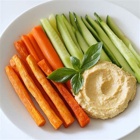 Veggie Sticks with Hummus Recipe - savorandsizzle.com