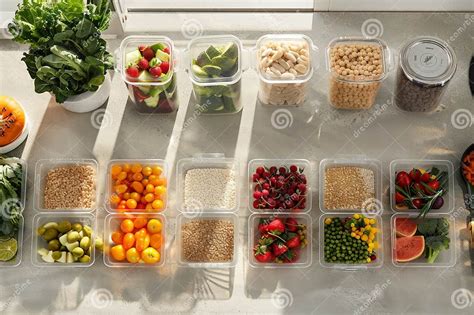Organized Meal Prep Containers on Kitchen Counter Stock Illustration ...