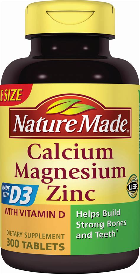 Nature Made Calcium, Magnesium, Zinc, with Vitamin D, Value Size, 300 ...