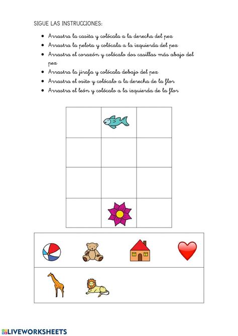 Posiciones en el espacio interactive worksheet | Emociones preescolares ...