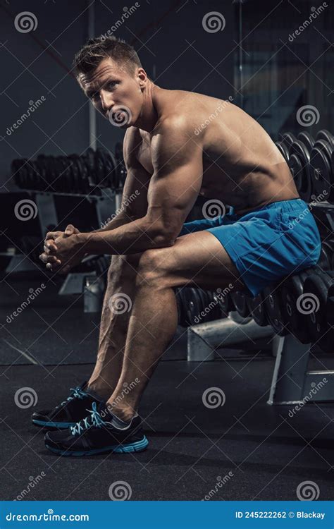 Muscular Man during Workout in the Gym Stock Photo - Image of abdominal ...