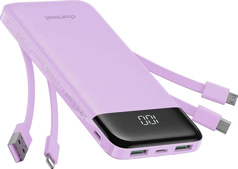 Charmast Power Bank with Built in Cables,10000mAh USB C Battery pack 6 ...