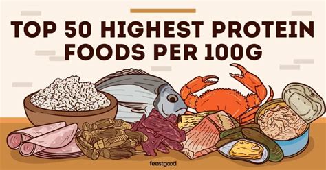 Top 50 Highest Protein Foods Per 100g (Infographic) - FeastGood.com