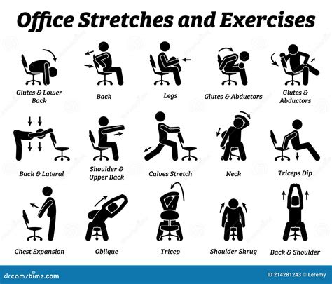 Working Office Stretches and Exercises To Relax Tension Muscle. Stock ...