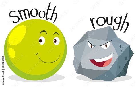 Opposite adjectives smooth and rough Stock Vector | Adobe Stock