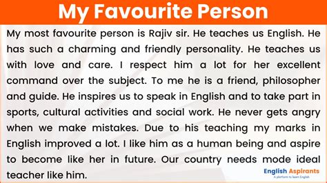 My Favourite Person/My Favourite Personality [100, 150, 200, 250 Words]