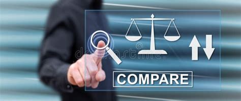 Man Touching a Compare Concept Stock Image - Image of advantage, cons ...