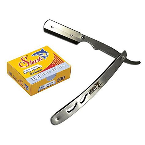 Classic Samurai CS-102 Stainless Steel Professional Barber Straight Edge Razor with 100 Shark ...