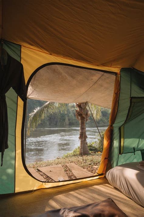 Inside of Large Comfortable Camping Tent on Campground in the Tropical ...