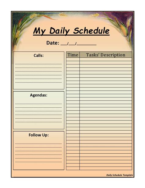 30 Free Daily Schedule Templates (Excel &amp; Word) - TemplateArchive