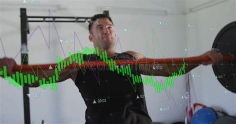 Fitness Data Tracking Image Over Man Exercising in Gym Stock Photo ...