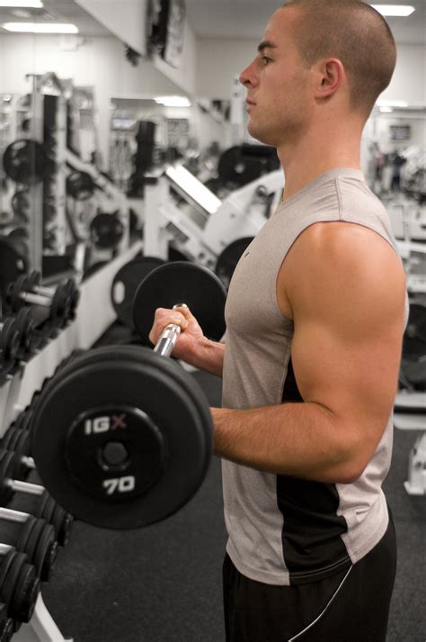 Men Exercise | Free Stock Photo | A healthy young man lifting weights in a gym | # 15396