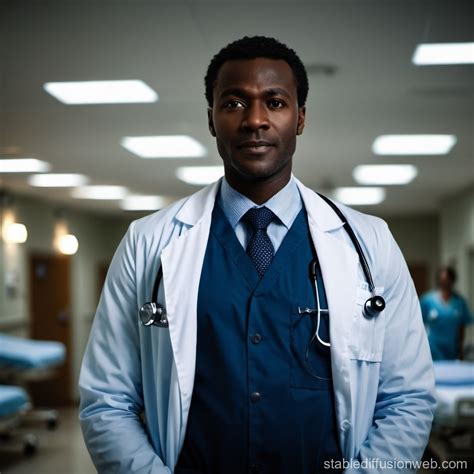 Black Doctor in Well-Lit Hospital | Stable Diffusion Online