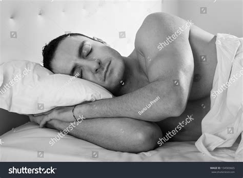 Handsome Muscular Man Sleeping Peacefully Bed Stock Photo (Edit Now ...