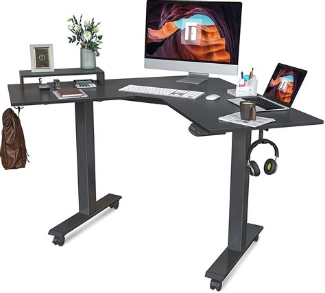 FEZIBO Dual Motor L-Shaped Electric Standing Desk, Height Adjustable ...