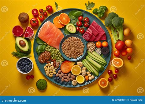 A healthy food plate stock illustration. Illustration of dessert ...