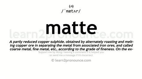 Pronunciation of Matte | Definition of Matte - YouTube