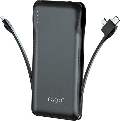 Amazon.com: TG90° Portable Charger with Built in Cable, 10000mah Power ...