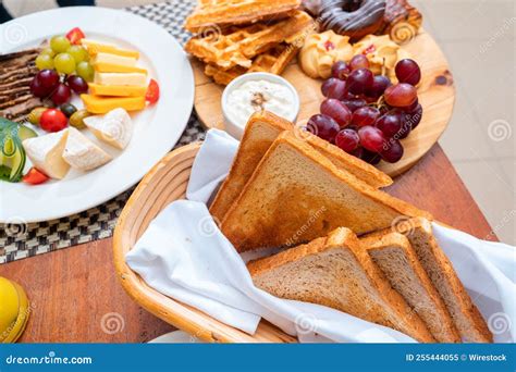 Breakfast Table with Healthy Food, Drinks, and Sweets Stock Image - Image of healthy, muffin ...