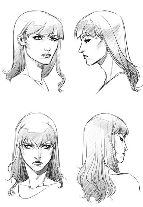four different types of female head and shoulders