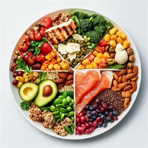 Healthy Balanced Diet Plate Featuring Fresh Organic Vegetables Fruits ...