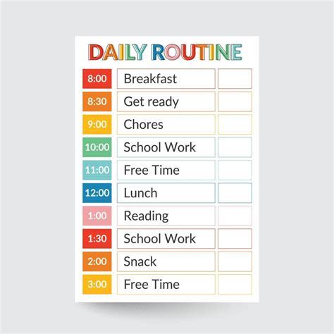 Daily Routine Chart For Adults