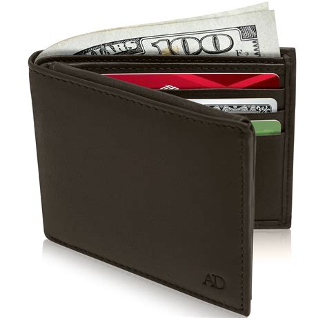Slim Bifold Wallets For Men RFID - Front Pocket Leather Small Mens Wallet With ID Window Gifts ...