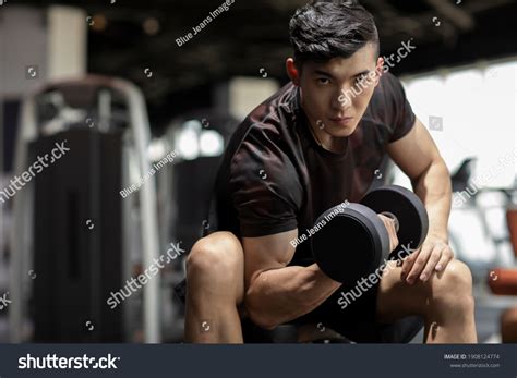 Young Man Working Out Dumbbell Gym Stock Photo 1908124774 | Shutterstock