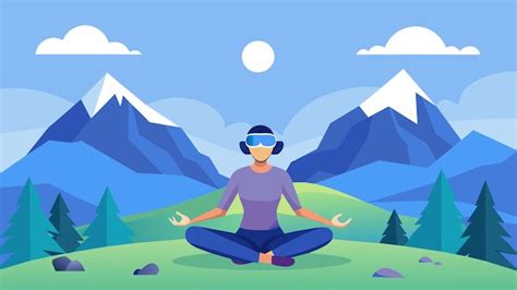 Premium Vector | A serene mountain landscape in vr where a user is ...