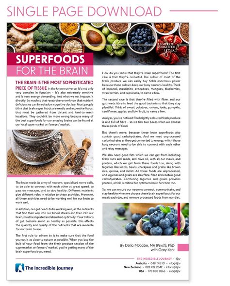 Superfoods for the Brain Leaflet - The Incredible Journey