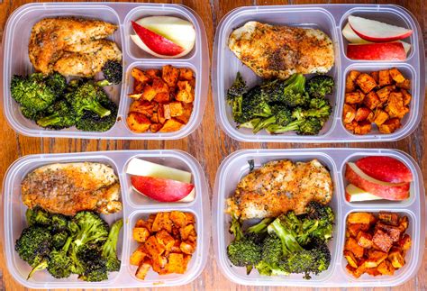 Meal Prep Lunch Bowls with Spicy Chicken, Roasted Lemon Broccoli, and ...