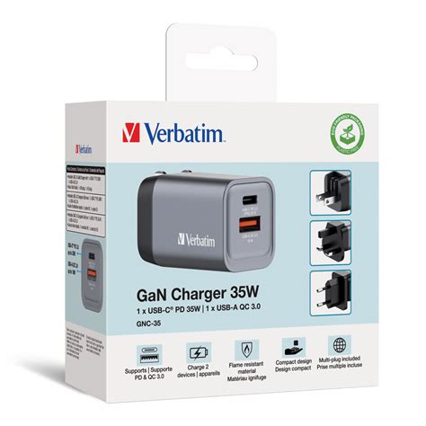 35W 2-Port GaN Wall Charger | Multiport Plug | Verbatim