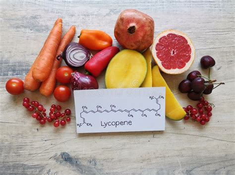 Foods High in Lycopene with Structural Chemical Formula of Lycopene (a Carotenoid, Organic Plant ...