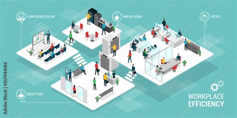 Innovative efficient corporate workspace and business people Stock ...
