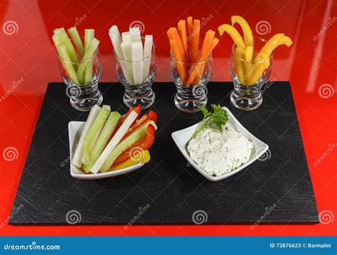 Healthy Snacks - Vegetable Sticks and Dip Stock Image - Image of food ...