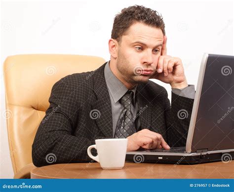 Busy Time In Stressful Job - Business Man Working With Laptop Royalty ...