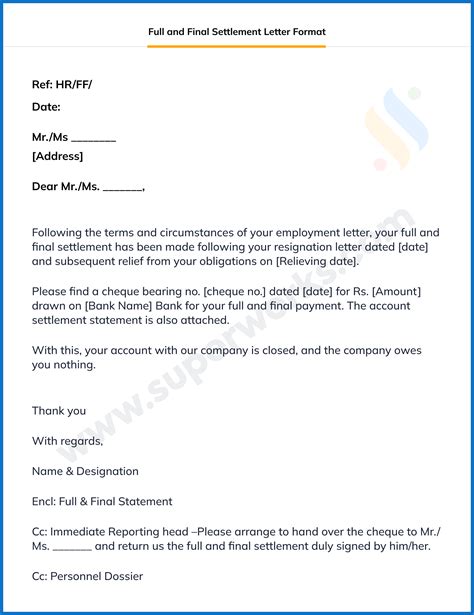 Full And Final Settlement Letter Exle - Infoupdate.org